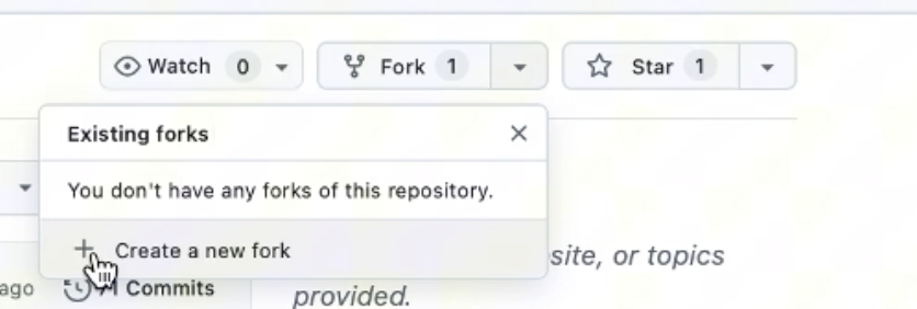 Create a new fork menu