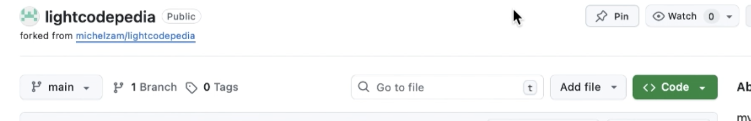 Fork success repository page