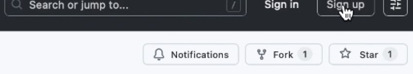 GitHub header: Sign up